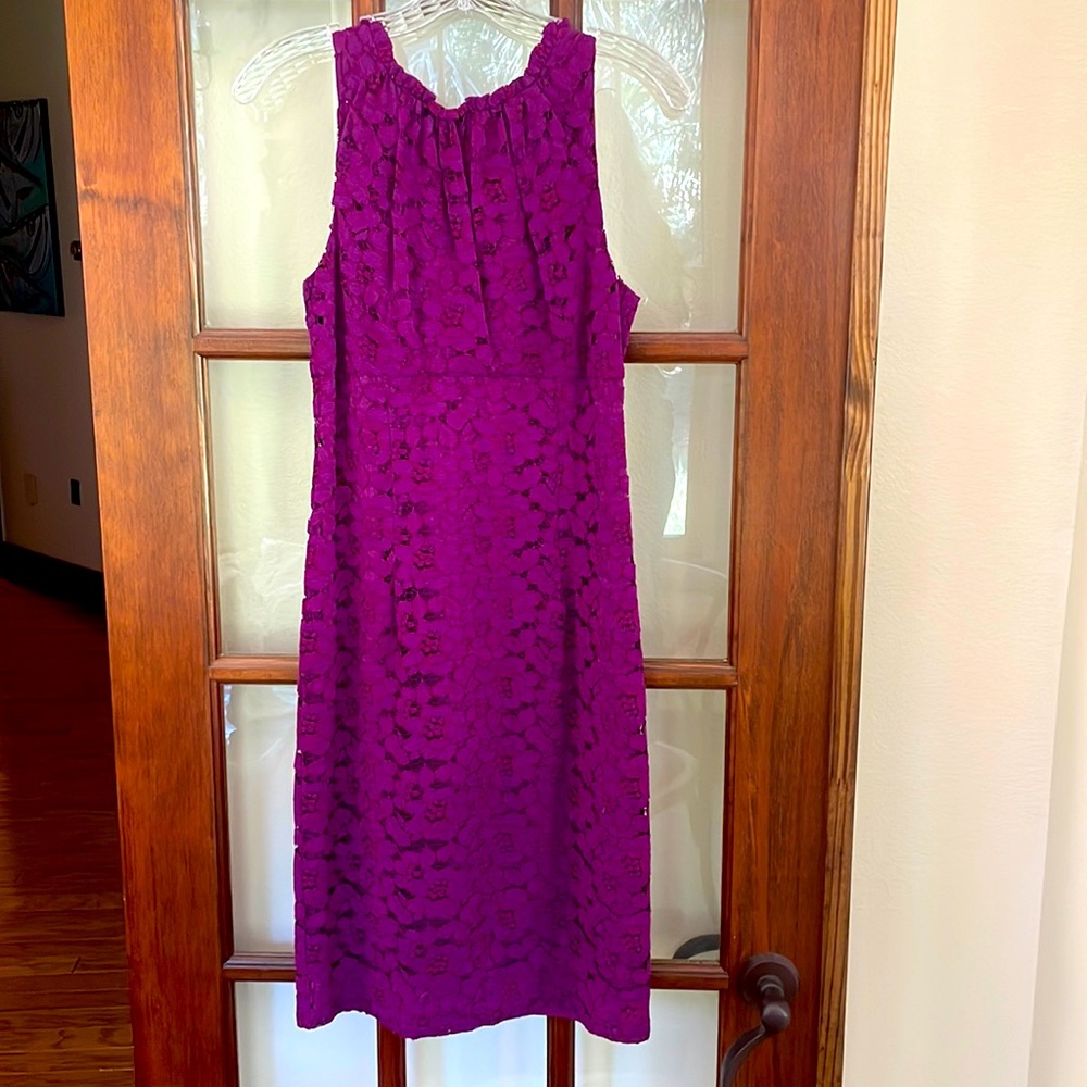 Trina Turk Purple Eyelet Midi Dress